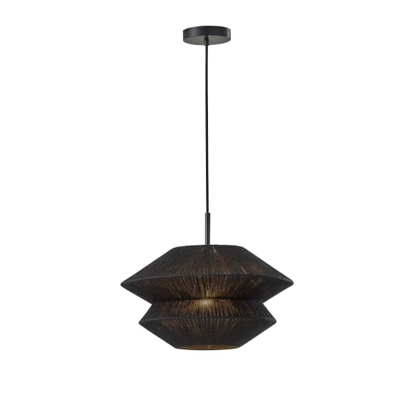 Adesso Gardner Chandelier Pendant Lamp, 17-1/2inW, Black Rope Shade/Black Base