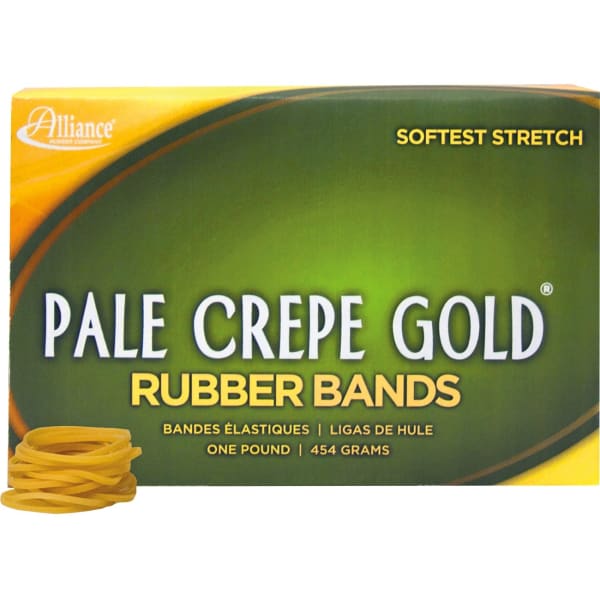 Alliance Rubber Pale Crepe Gold Rubber Bands, #12, 1 3/4in x 1/16in, 1 Lb, Box Of 3,850