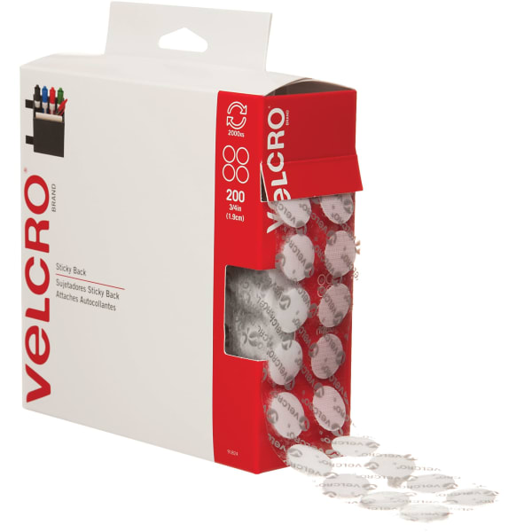 VELCRO Brand Tape Combo Pack, 3/4in Dots, White, Case Of 200 Dots