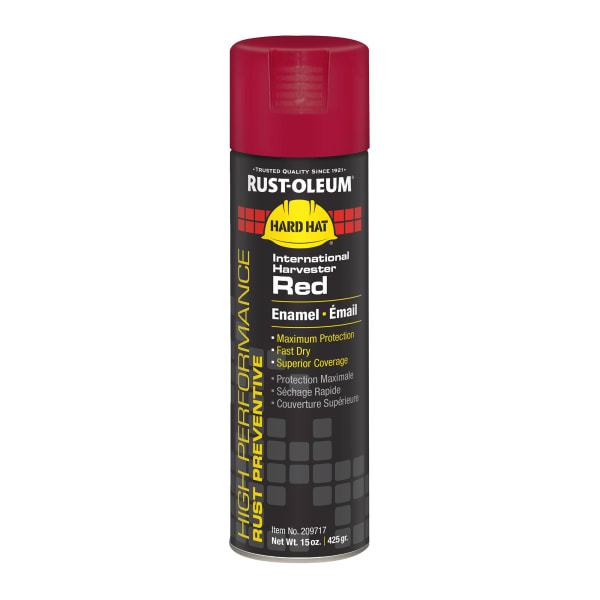 Rust-Oleum Hard Hat High Performance V2100 System Rust Preventive Enamel Farm Equipment Spray Paint, 15 Oz, Gloss International Harvester Red, Case Of 6 Cans