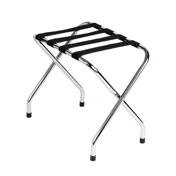Hospitality 1 Source Metal Luggage Racks, 20inH x 22inW x 17inD, Chrome, Pack Of 4 Racks