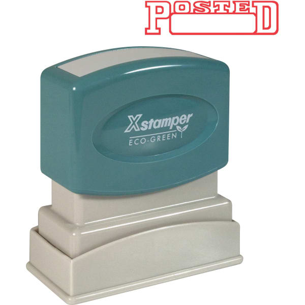 Xstamper One-Color Title Stamp, Pre-Inked, "Posted", Red, Box