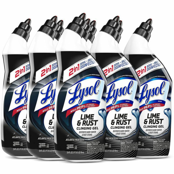 Lysol Lime/Rust Toilet Bowl Cleaner - 24 fl oz (0.8 quart) - Atlantic Fresh Scent - Blue - 9 / Carton