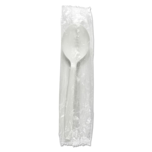 Boardwalk Heavyweight Wrapped Polypropylene Soup Spoons, White, Pack Of 1000 Spoons
