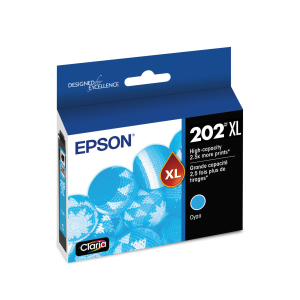 Epson 202XL Claria Cyan High-Yield Ink Cartridge, T202XL220-S