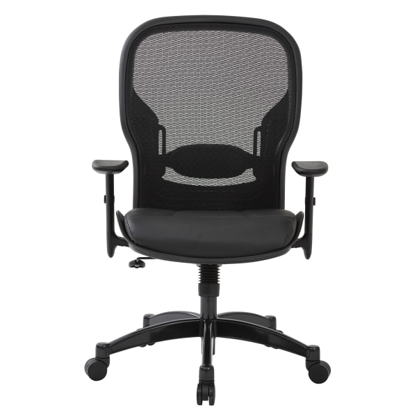 Office Star Space Seating Bonded Leather/Mesh High-Back Chair, Black/Gunmetal