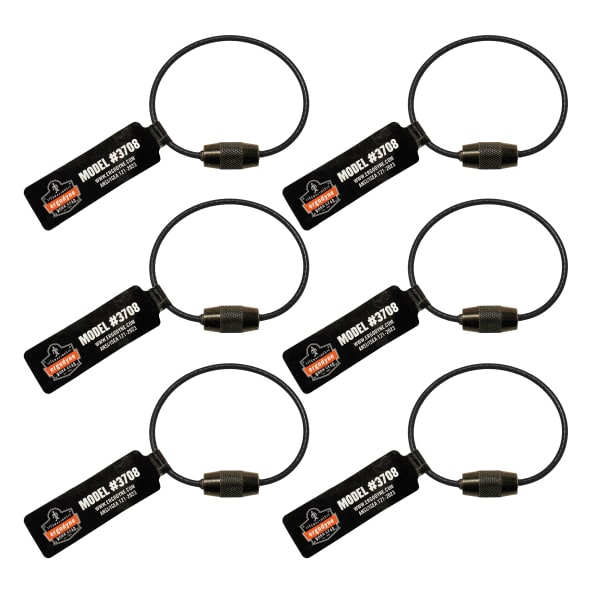 Ergodyne Squids 3708 Wire Tool Tails, 6in, Black, Pack Of 6 Tails