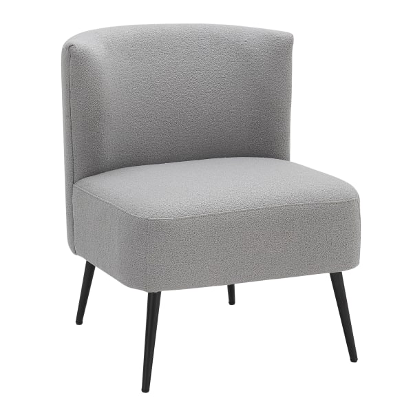 LumiSource Fran Sherpa Slipper Chair, Light Gray/Black
