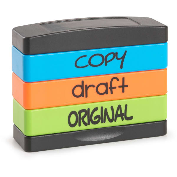 Trodat Stamp Kit - Message Stamp - "COPY, DRAFT, ORIGINAL" - 0.63in Impression Width x 1.81in Impression Length - 50000 Impression(s) - Assorted - 1 Each