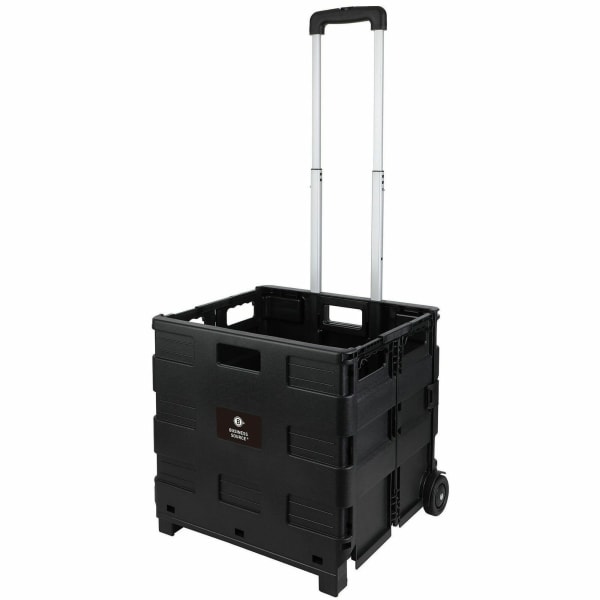 Business Source Stow-and-Go Mobile Storage Crate, 18 1/4inW x 15inD x 39 2/5inH, Black, 14111