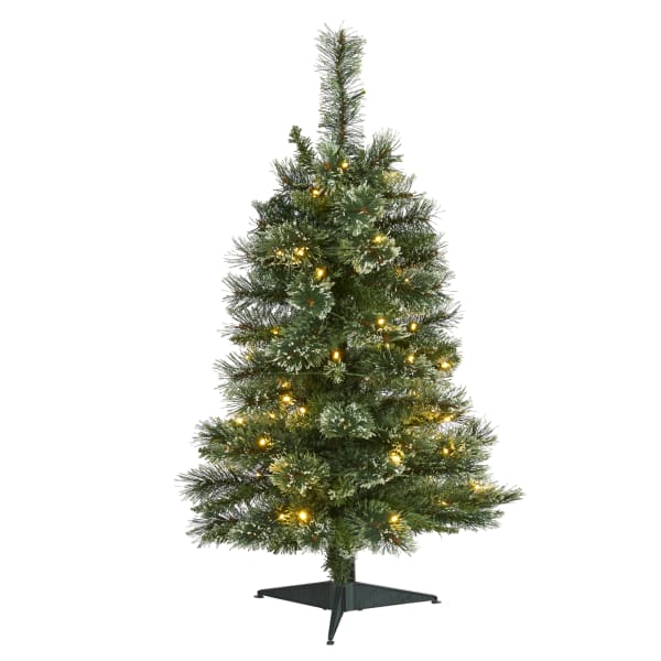 Nearly Natural Wisconsin Slim Snow Tip Pine Artificial Christmas Tree, 3ft
