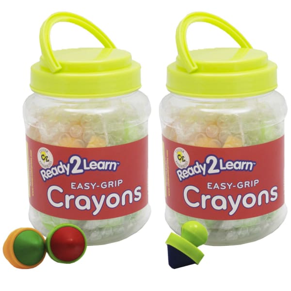 READY 2 LEARN Easy Grip Crayons, Assorted Colors, 6 Crayons Per Set, Pack Of 2 Sets
