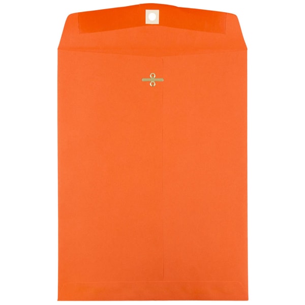 JAM Paper Open-End 10in x 13in Catalog Envelopes, Clasp Closure, Orange, Pack Of 100 Envelopes