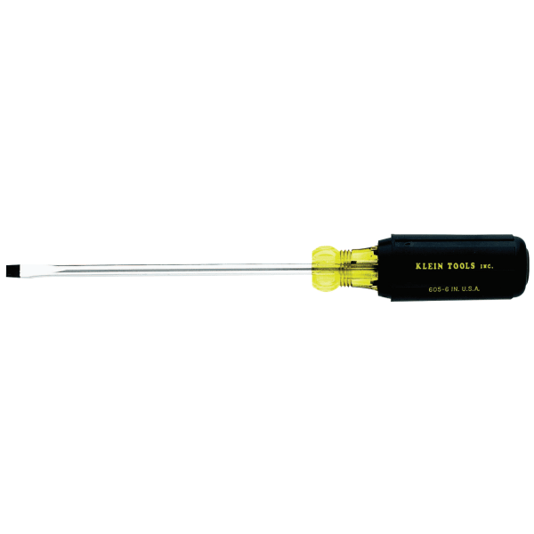 Klein Tools 1/4in Cabinet Tip Heavy Duty Round Shank Screwdriver, 6in