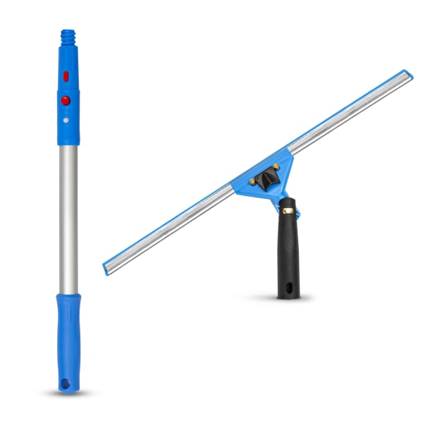 Gritt Commercial Swivel Window Squeegee And Pole Window Washing Kit, 18in Squeegee/20in Pole, Multicolor