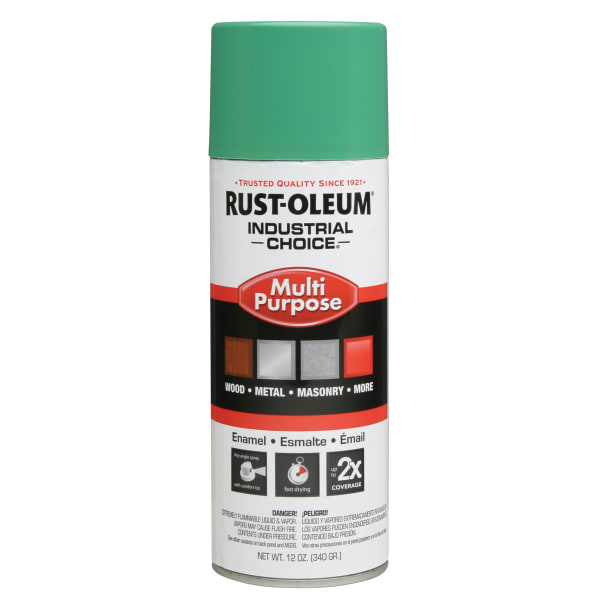Rust-Oleum Industrial Choice 1600 System Multi-Purpose Enamel Spray Paint, 12 Oz, Gloss Safety Green, Case Of 6 Cans