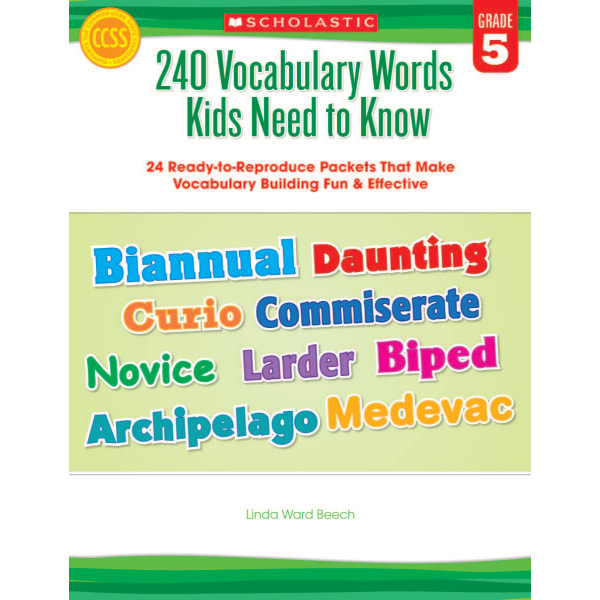 Scholastic 240 Vocabulary Words Kids Need To Know, Grade 5