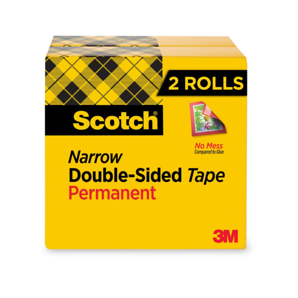 Scotch Double Sided Tape, Permanent, 2 Tape Rolls, 1/2 in x 900 in, Home Office Supplies and School Supplies for College and Classrooms