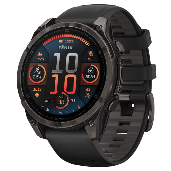 Garmin fenix 8 AMOLED Multisport GPS Watch With Silicone Band And 47mm Sapphire Lens, Carbon Gray/Black