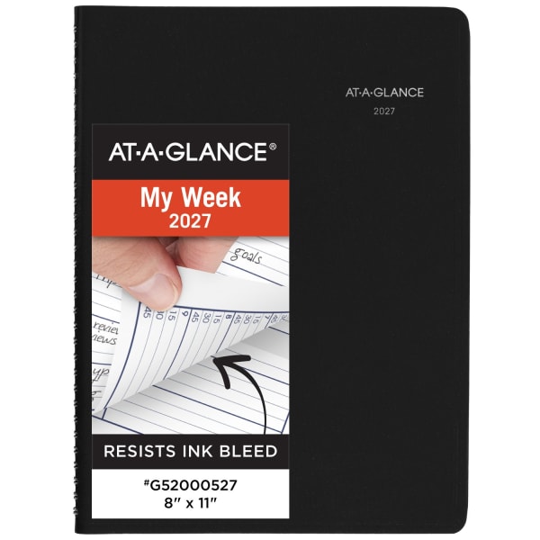AT-A-GLANCE DayMinder 2027 Weekly Appointment Book Planner, Black, Large, 8in x 11in