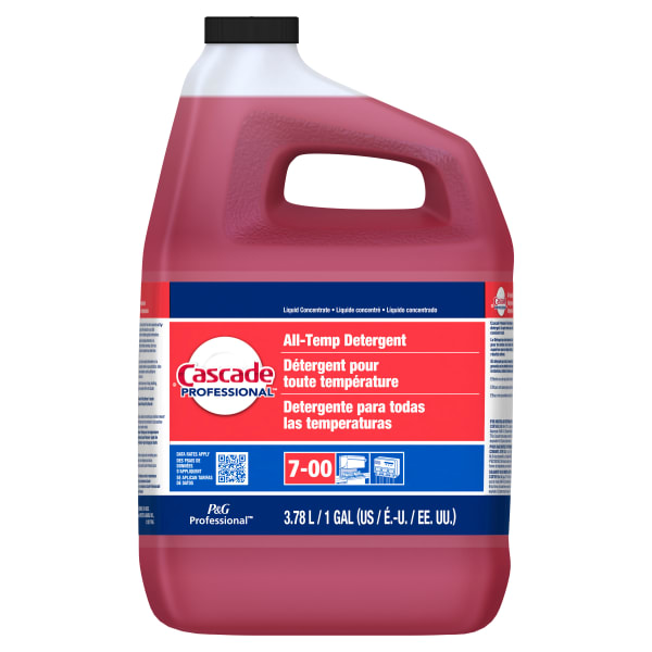 Cascade Professional All-Temperature Rinse Aid Detergent, Closed Loop, 1 Gallon, Red, Case Of 2