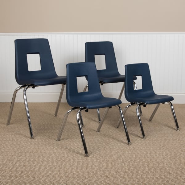 Flash Furniture Advantage Student Stacking School Chair, Navy/Silver