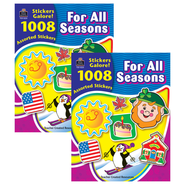 Teacher Created Resources Sticker Books, 8-1/2in x 11in, For All Seasons, Book Of 1008 Stickers, Pack of 2 Books