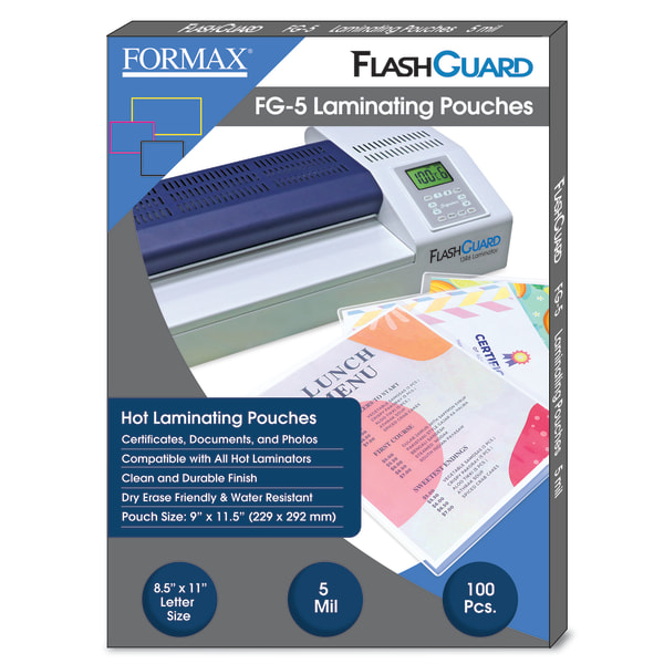 Formax FlashGuard Thermal Laminating Pouches, FG-5, 9in x 11-1/2in, 5 Mil, Pack Of 100 Pouches