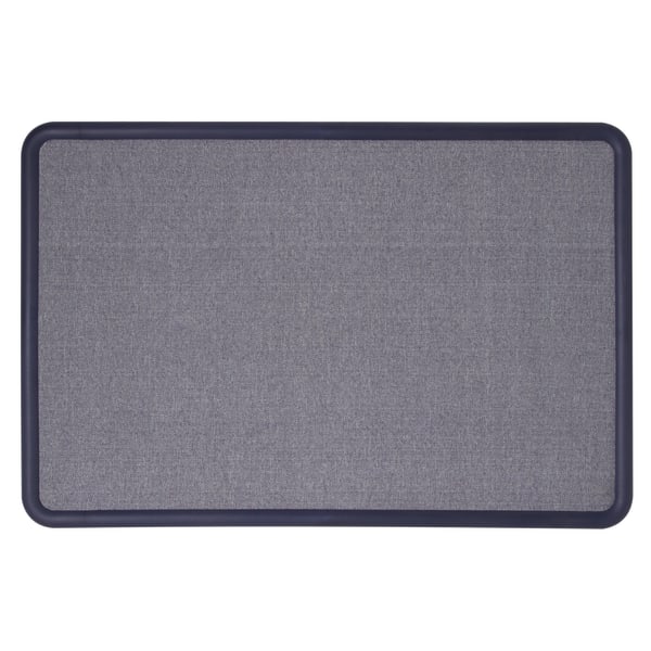 Quartet Contour Fabric Bulletin Board, 48in x 36in, Plastic Frame With Light Blue/Navy Finish