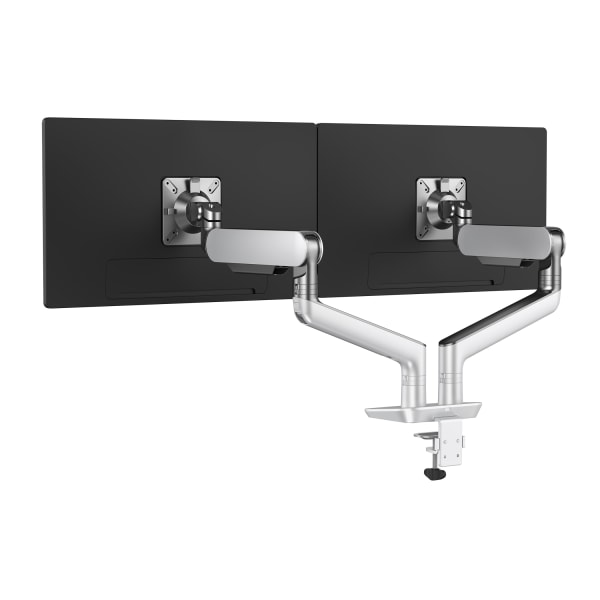 Fellowes Rising 2 Dual Monitor Arm, Fully Adjustable, 28 Lb Capacity Per Arm, Maximum Monitor Width 42.3in, Platinum