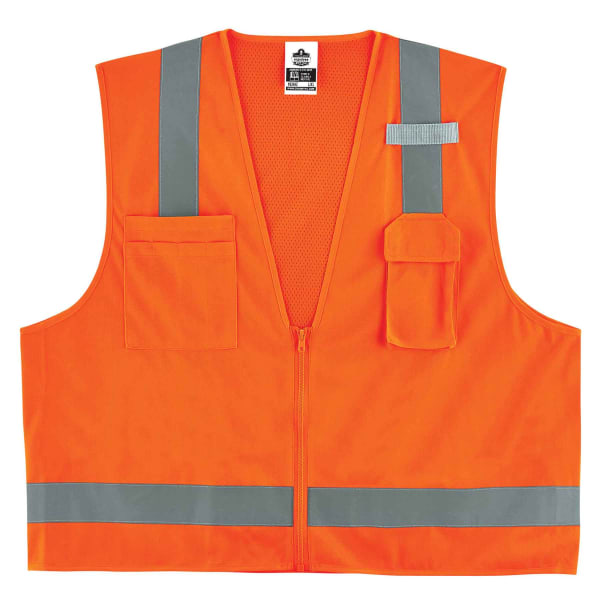 Ergodyne GloWear Safety Vest, Economy Surveyors 8249Z, Type R Class 2, Small/Medium, Orange