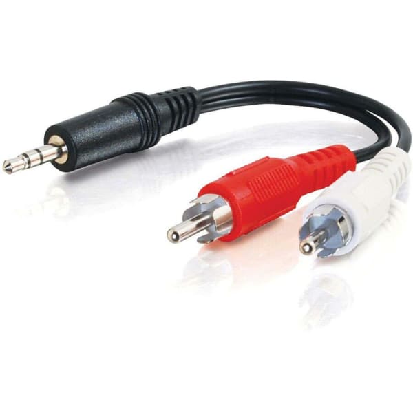 C2G 3ft Value Series One 3.5mm Stereo Male To Two RCA Stereo Male Y-Cable - 3 ft Mini-phone/RCA Audio Cable for Audio Device - First End: 1 x Mini-phone Stereo Audio - Male - Second End: 2 x RCA Stereo Audio - Male - Splitter Cable - Shielding