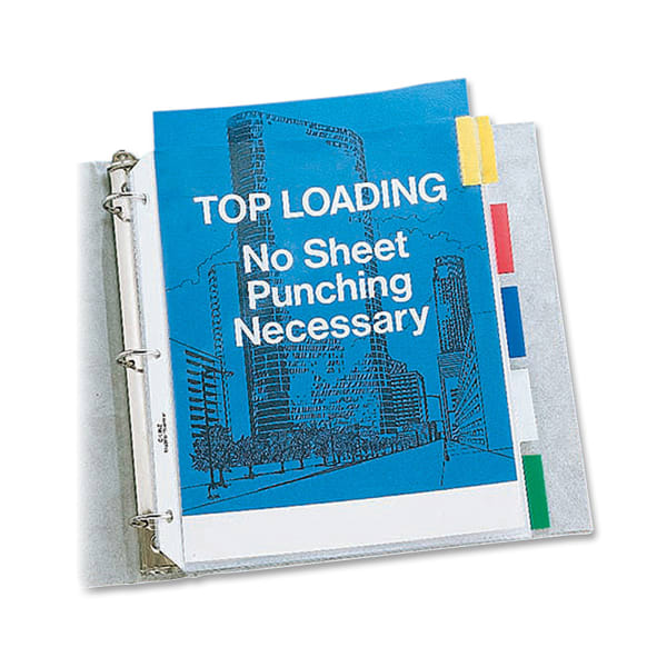 C-Line Top-Loading Sheet Protectors With Tab Inserts, 8 1/2in x 11in, 5-Tab, Assorted Colors