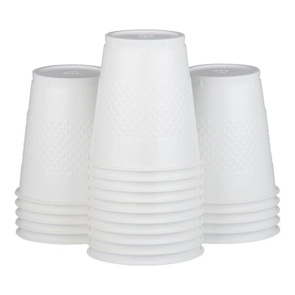 JAM PAPER Plastic Party Cups, 12 oz, White, 20 Glasses/Pack