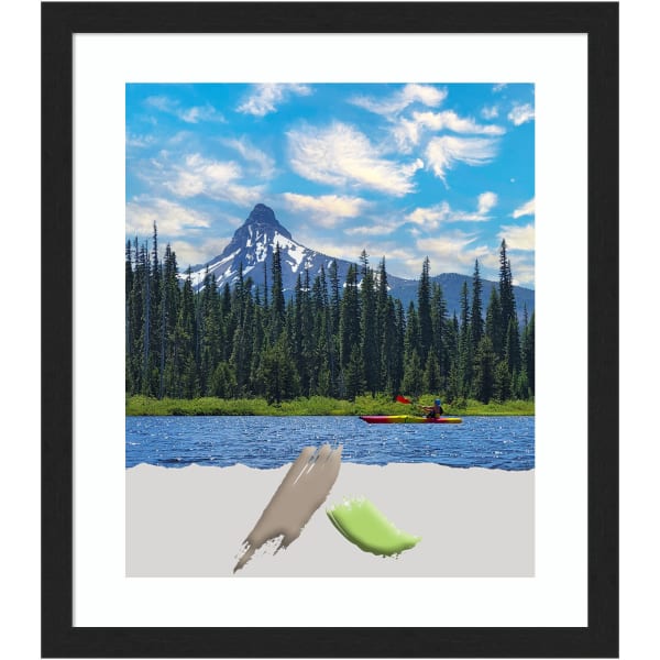 Amanti Art Grace Narrow Picture Frame, 22in x 26in, Opening Size 20in x 24in (Matted To 16in x 20in), Brushed Metallic Black