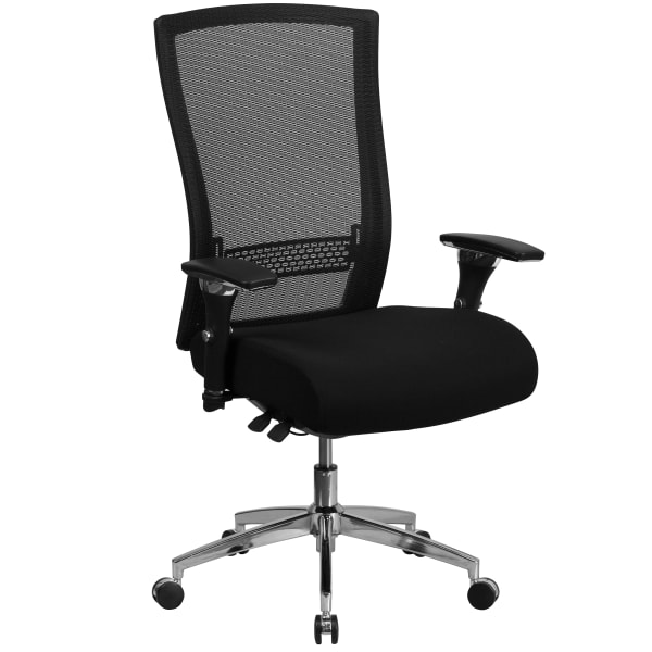 Flash Furniture HERCULES Series 24/7 Intensive-Use Ergonomic High-Back Executive Multifunction Office Chair With Seat Slider And Adjustable Lumbar, Black Fabric/Gray