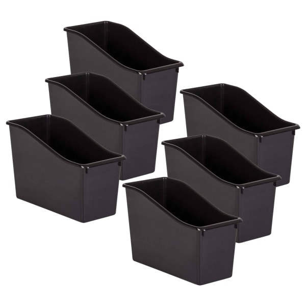 Teacher Created Resources Plastic Book Bins, 7-1/2inH x 11-3/8inW x 5-1/2inD, Black, Pack Of 6 Bins