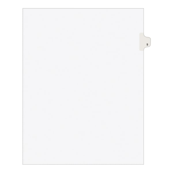 Avery Individual Legal Exhibit Dividers, Avery Style, #5, Side Tab, Letter Size, Pack Of 25