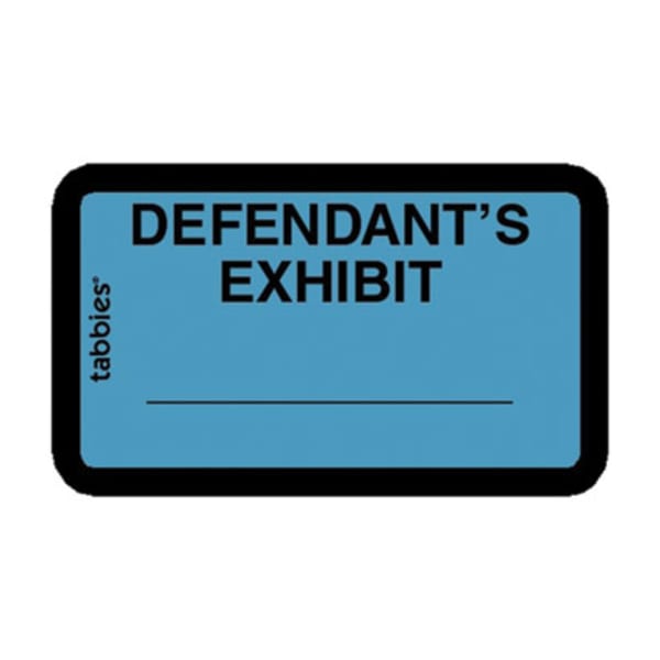 Tabbies Defendants Exhibit Legal File Labels, 58093, 1 5/8inW x 1inL, Blue, Pack Of 252