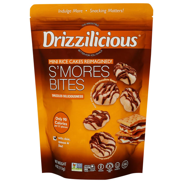 Drizzilicious Mini Rice Cake Bites, Smores, 4 Oz, Total Qty 12