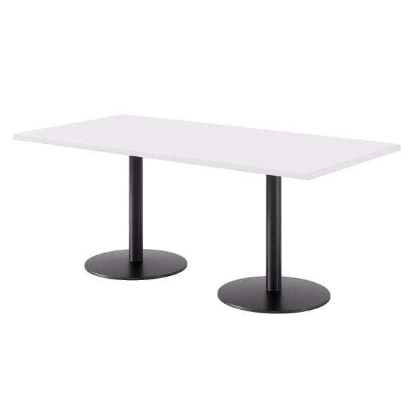 KFI Studios Proof Bistro Rectangle Pedestal Table, 29inH x 72inW x 36inD, Designer White/Black