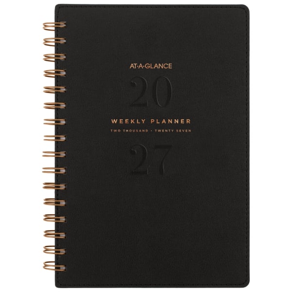 AT-A-GLANCE Signature Collection 2027 Weekly Monthly Planner, Black, Small, 5 1/2in x 8 1/2in