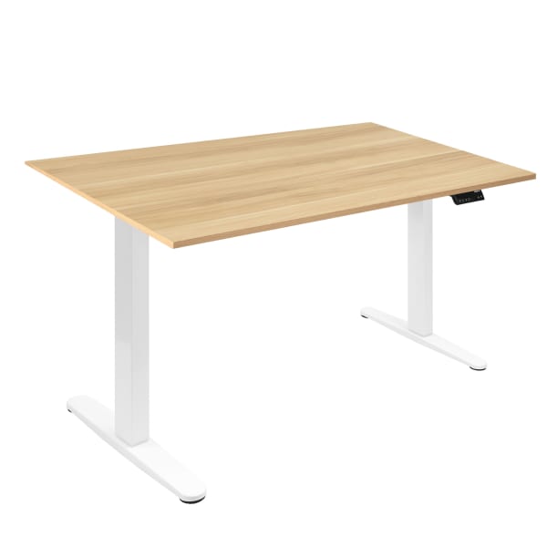 Mount-It! Dual Motor Electric 55inW Adjustable Height Standing Desk, Maple/White