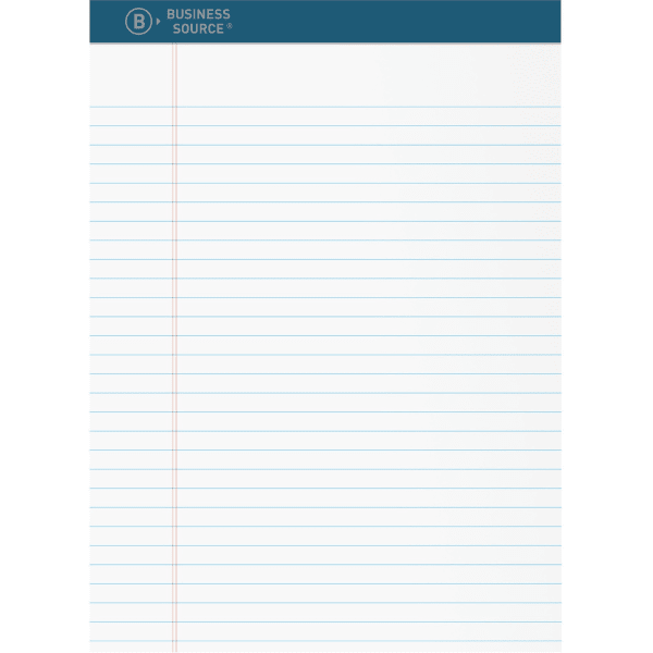 Business Source Premium Writing Pad - 2.50in Height x 8.5in Width x 11.8in Length - White Paper - Tear Proof, Sturdy Back, Bleed-free - 1 Dozen