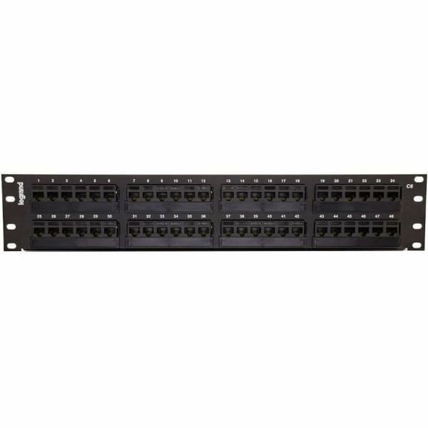 Legrand 48 Port Cat6 110 Type Patch Panel  High Density 2RU 19in. Panel  Patch panel  CAT 6  black  2U  19in  48 ports