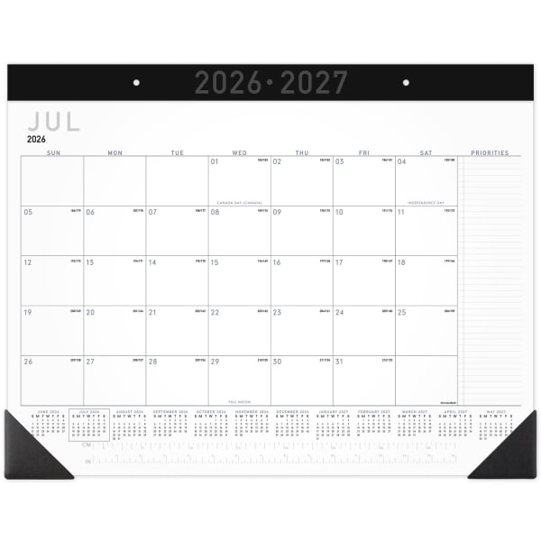AT-A-GLANCE Contemporary Academic 2026-2027 Monthly Desk Pad Calendar, Standard, 21 3/4in x 17in