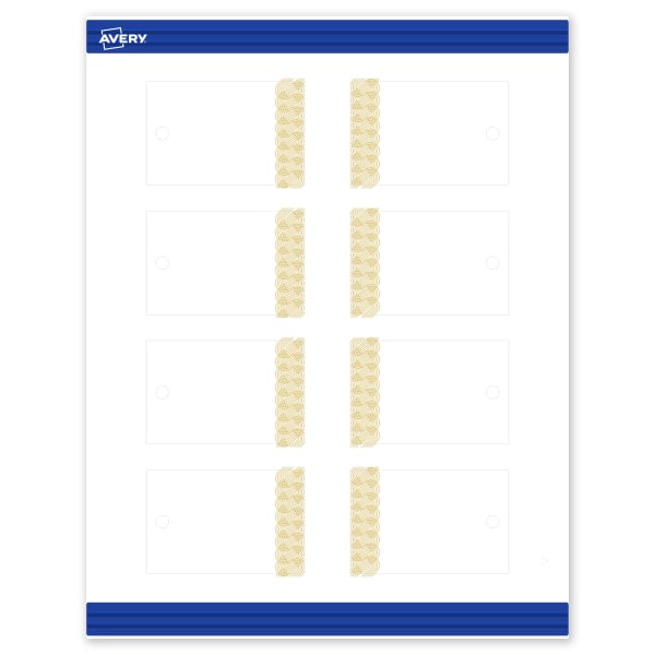 Avery Printable Tags With Sure Feed Technology, 2in x 3in, Matte White With Preprinted Gold Lace Trim Pattern, Pack Of 80
