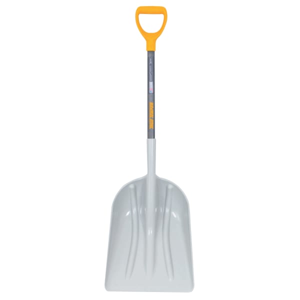 Poly Scoop with Hardwood Handle, 18 in L x 14.37 in W Blade, Square Point, 28 in Hardwood D-Grip handle