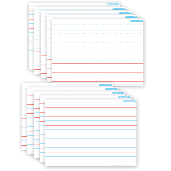Ashley Productions Smart Poly PosterMat Pals Space Savers, 13in x 9-1/2in, Handwriting 3/4in, Pack Of 10 Pieces