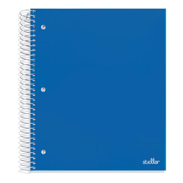 Office Depot Brand Stellar Poly Notebook, 8in x 10-1/2in, 5 Subject, Wide Ruled, 200 Sheets, Blue